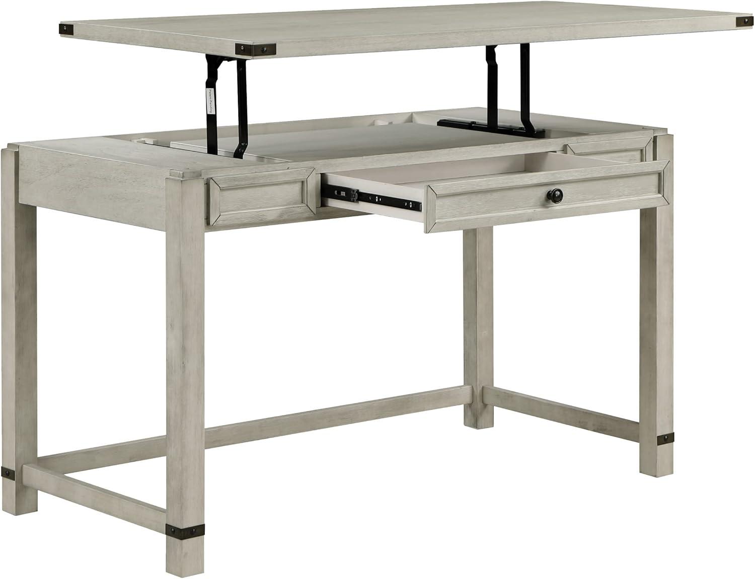 Baton Rouge 48" Sit-to-Stand Lift Wood Desk in Champagne Oak Finish