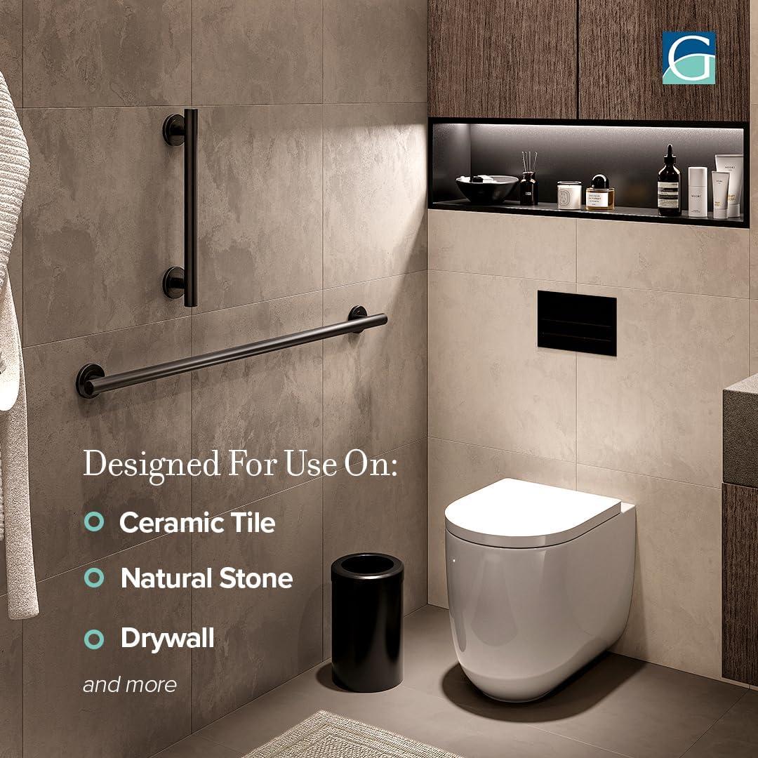 Latitude II Stainless Steel Wall Mount Grab Bar | ADA Compliant Safety Bar For Bathroom