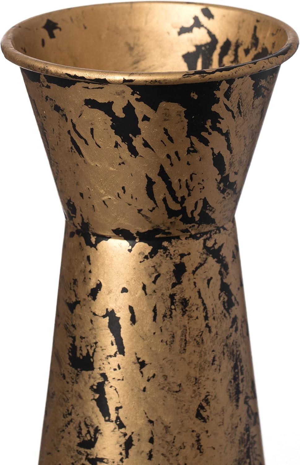 Brushed Paint Unique Straight Design Metal Decorative Floor Vase Flower Holder for Entryway, Living Room, or Dining