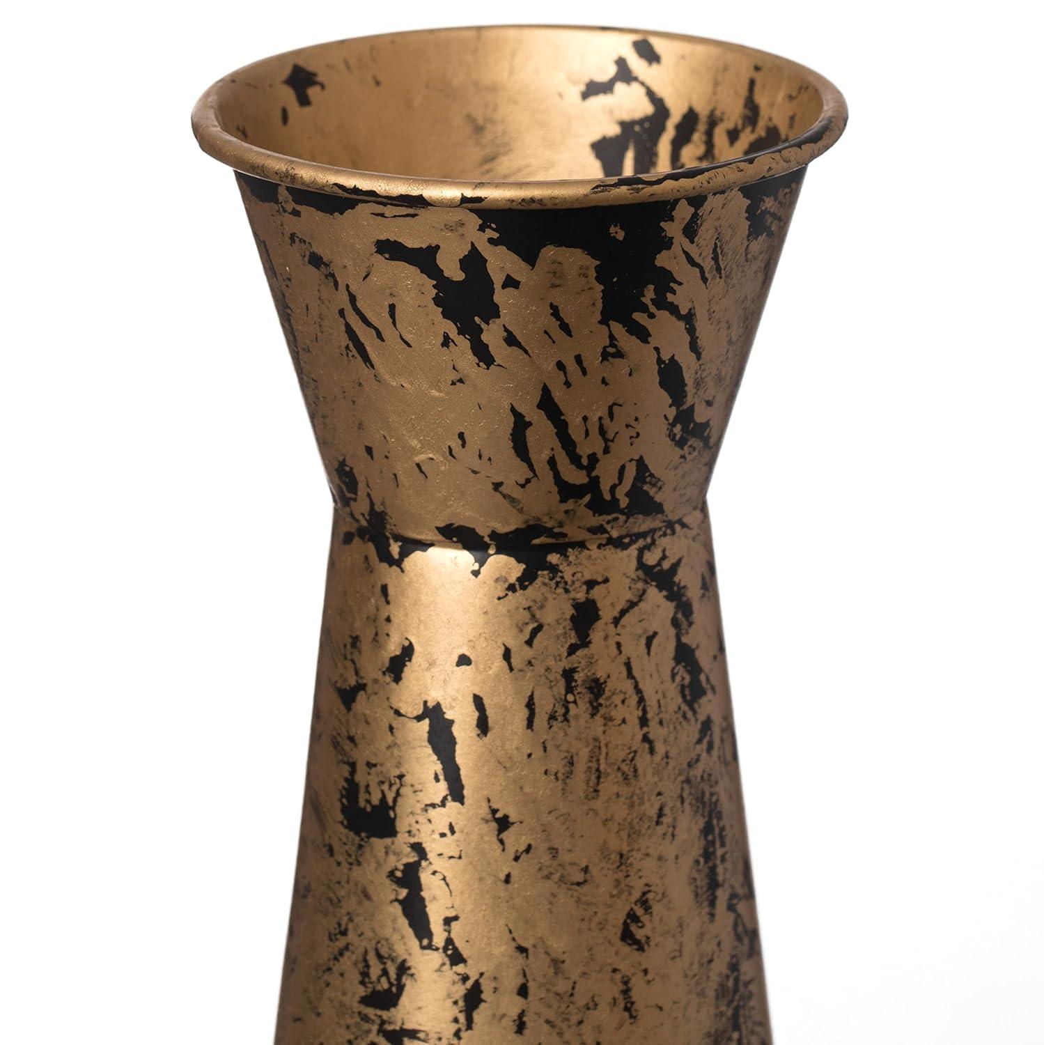 Brushed Paint Unique Straight Design Metal Decorative Floor Vase Flower Holder for Entryway, Living Room, or Dining