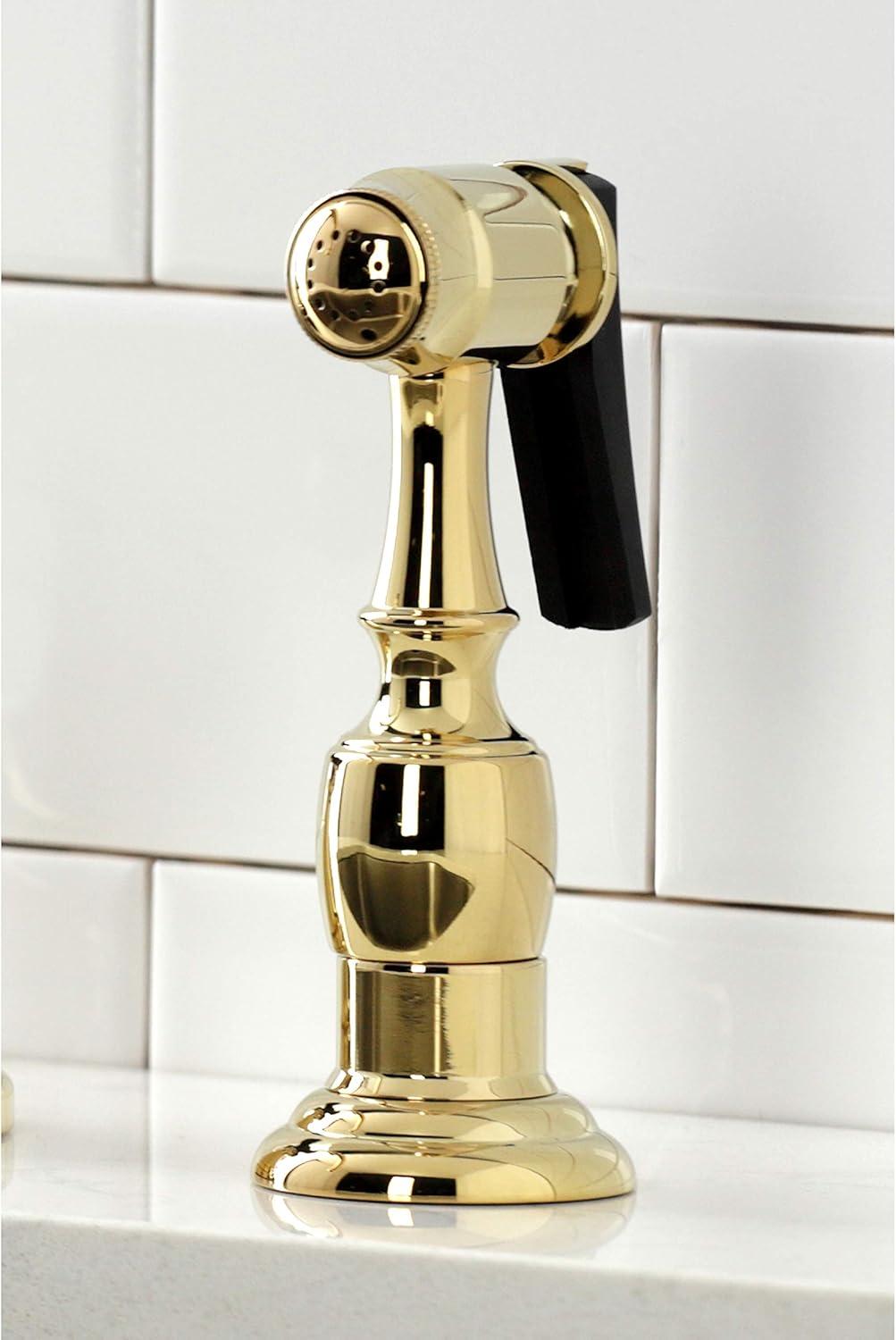 Duchess Polished Brass Widespread Kitchen Faucet with Side Sprayer