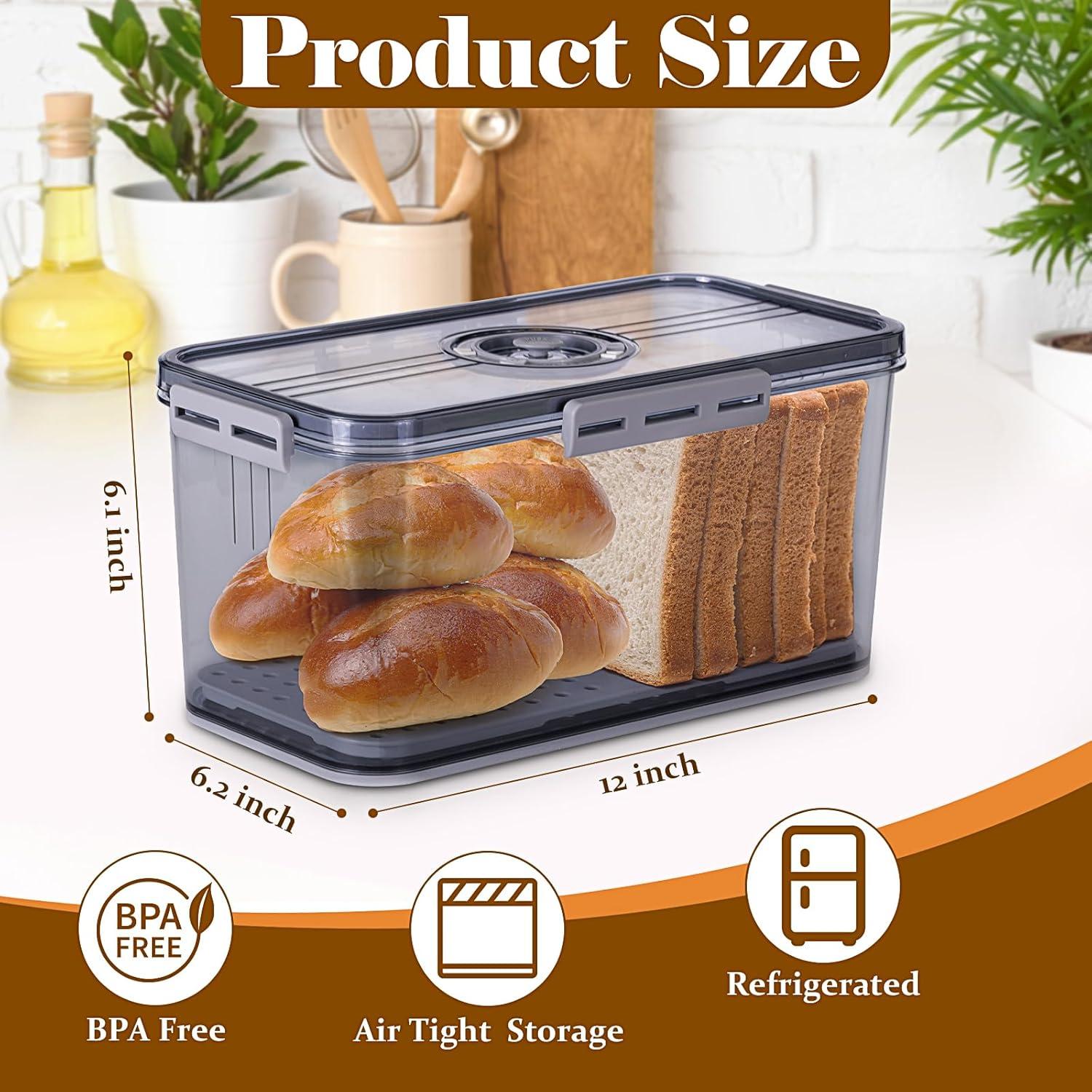 Rebrilliant Bread Box Bread Boxes for Kitchen Counter Airtight, Time Recording Bread Storage