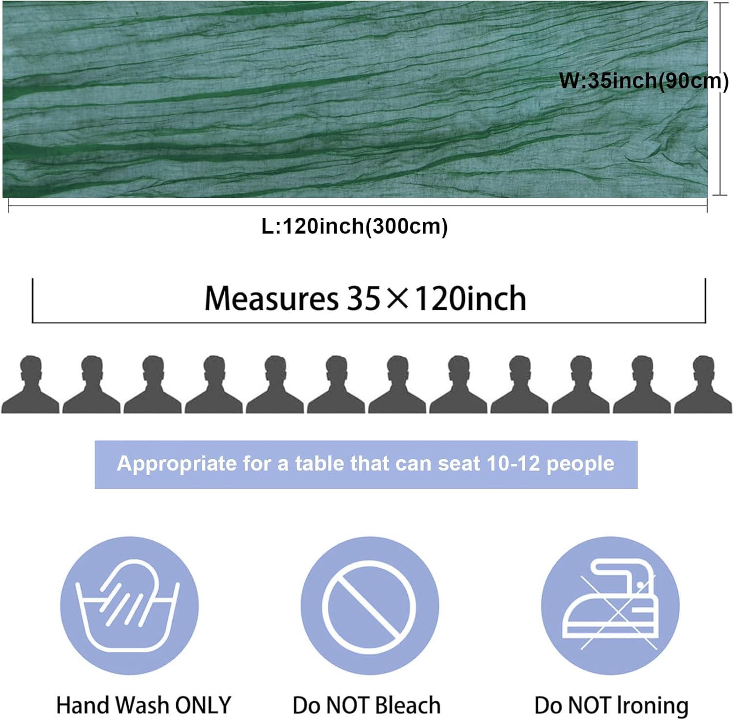 Mint Green Cheesecloth Table Runner 6 Pack 35" Boho Gauze Runner 120 inches Long Tablecloth Runner Rustic Sheer Fabric Bulk for Baby Shower Wedding Bridal Birthday Party Table Decorations