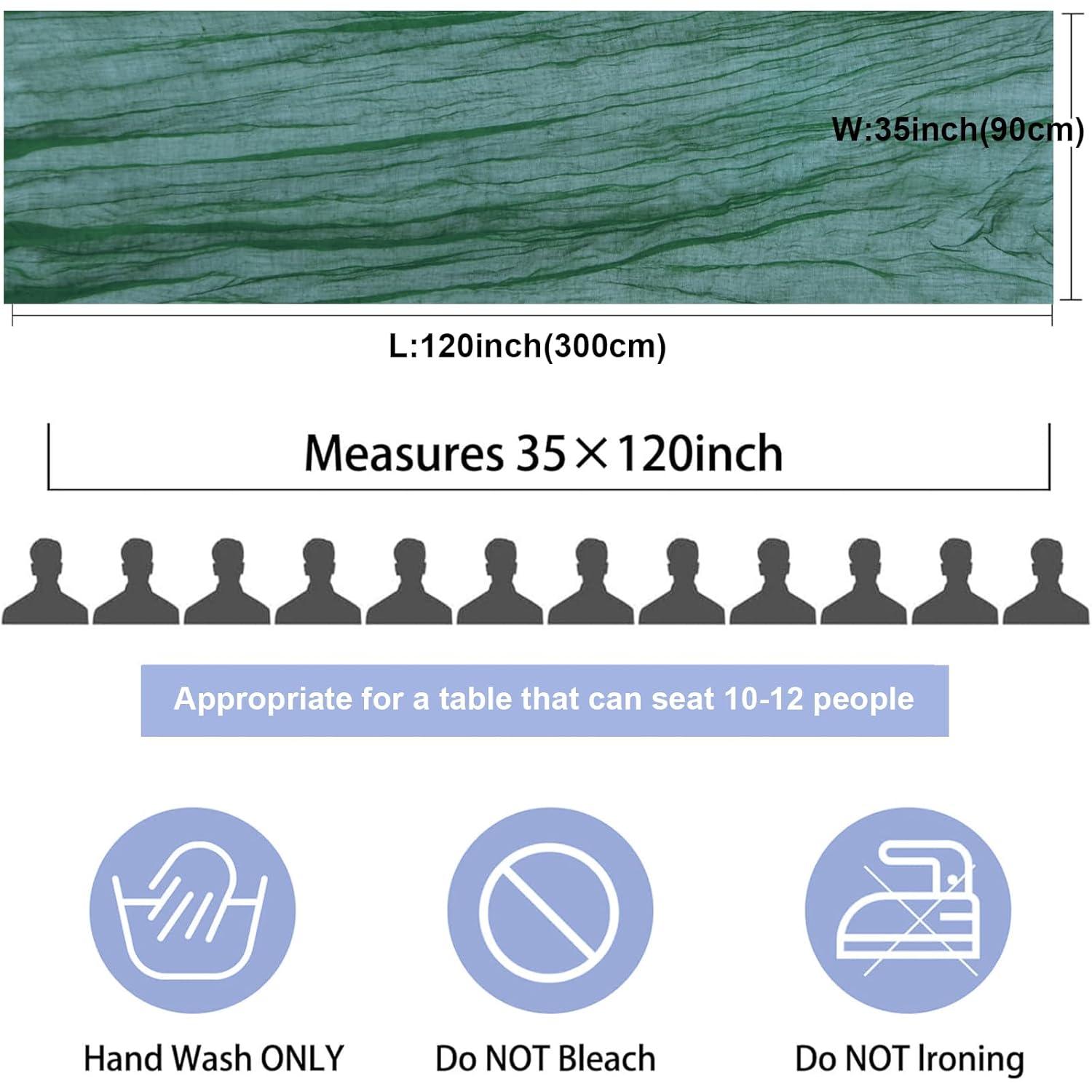 Mint Green Cheesecloth Table Runner 6 Pack 35" Boho Gauze Runner 120 inches Long Tablecloth Runner Rustic Sheer Fabric Bulk for Baby Shower Wedding Bridal Birthday Party Table Decorations