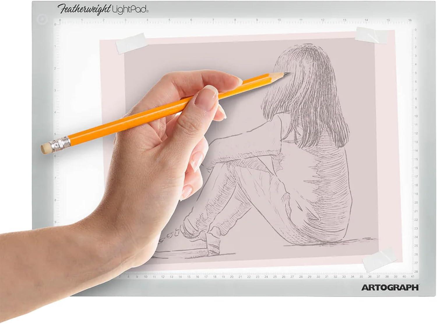 Artograph Featherweight Ultra Thin Lightpad, 12" x 17" Dimmable Slim LED Lightbox Drawing Board for Tracing, Crafting, and Drafting