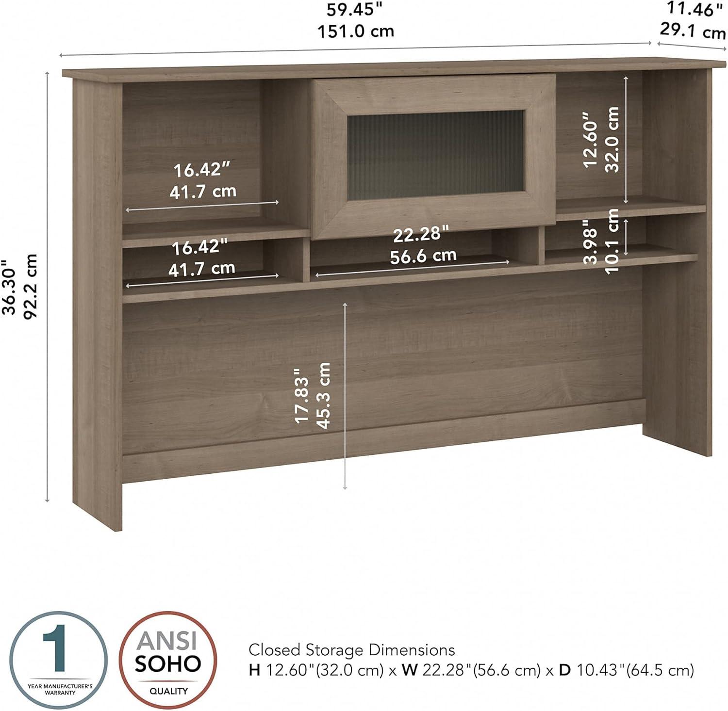 Cabot 60W Hutch Ash Gray - Bush Furniture