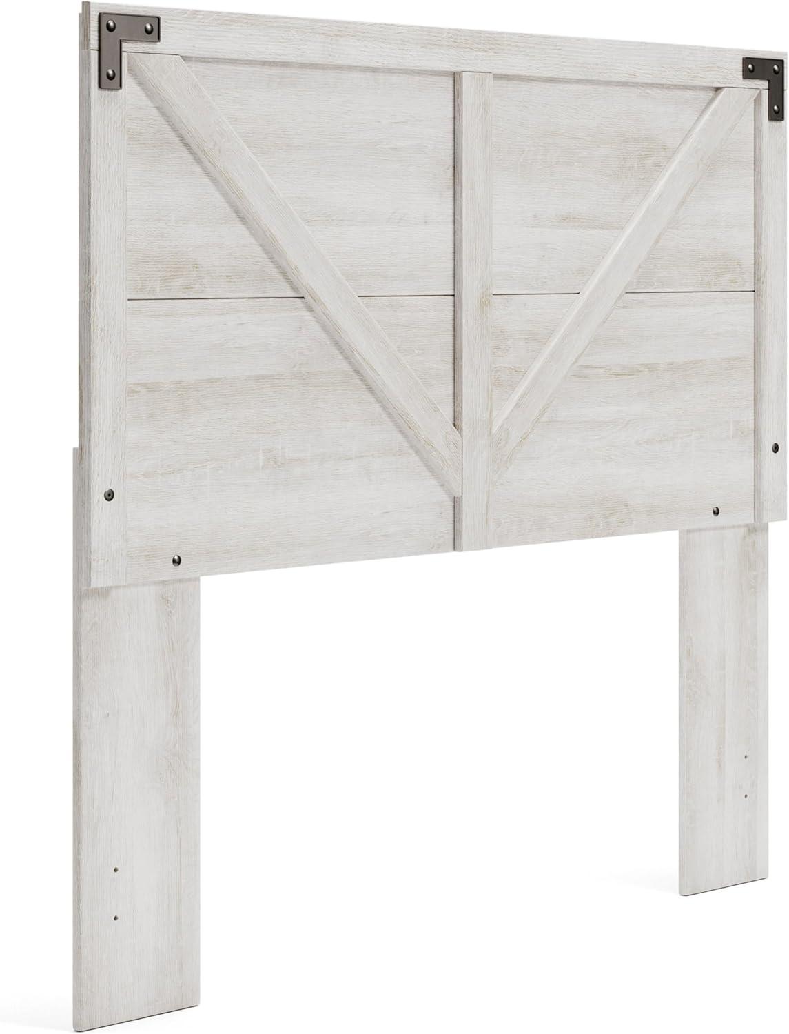Full Shawburn Panel Headboard White/Dark Gray: Crossbuck Detail, Wood Frame - Signature Design by Ashley