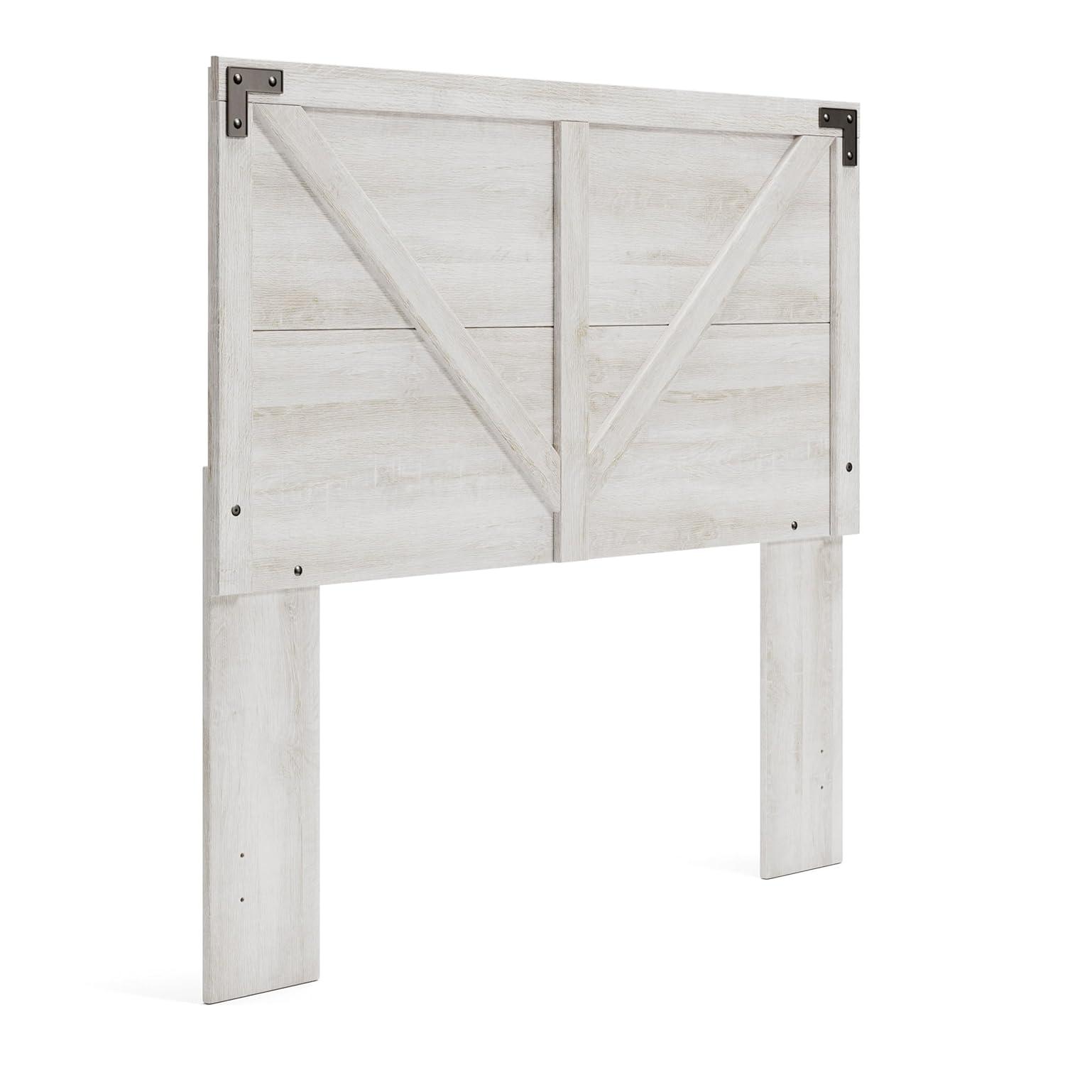 Full Shawburn Panel Headboard White/Dark Gray: Crossbuck Detail, Wood Frame - Signature Design by Ashley
