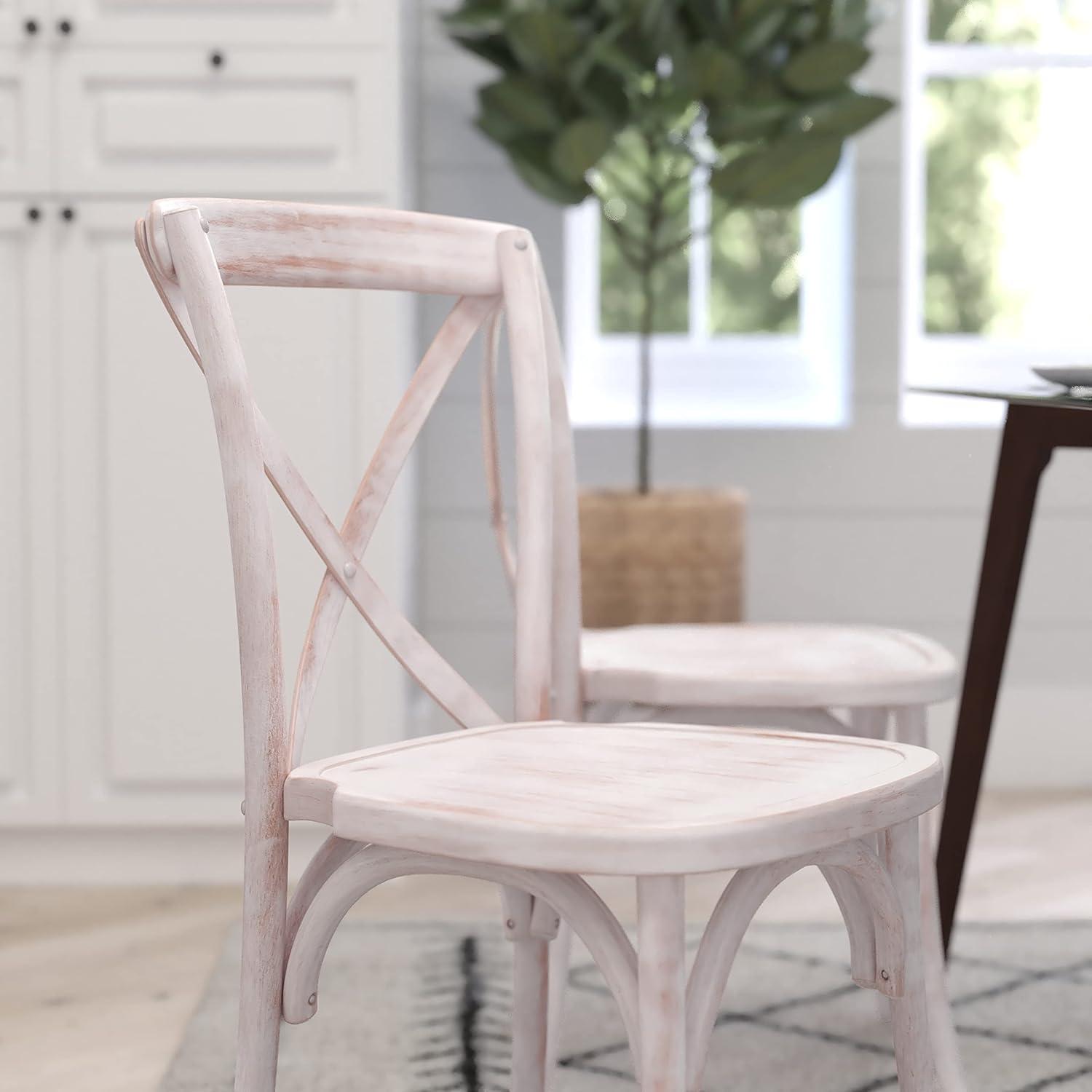Merrick Lane X-Back Bistro Style Wooden High Back Dining Chair in Lime Wash