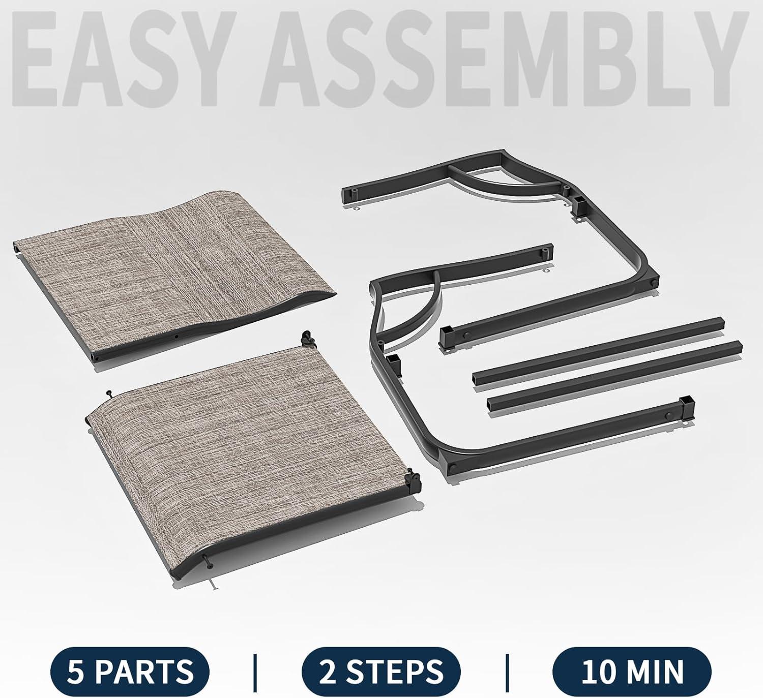 ELPOSUN 3 Piece Patio Conversation Bistro Set Outdoor Furniture Set, Porch Balcony Furniture Set,Wicker Chairs and Coffee Table Set for Patio Balcony Backyard Apartment, Grey