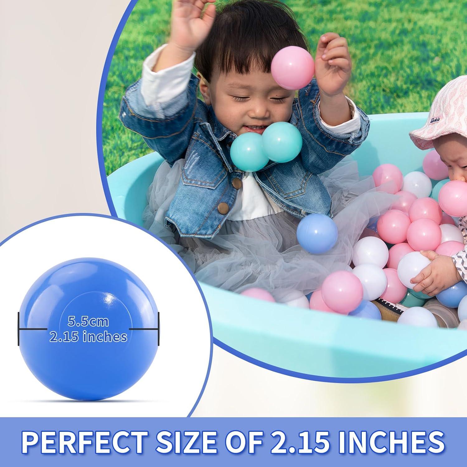 Anvazise 100Pcs Ball Pit Balls Thickened Eco-friendly Smooth Reusable Bite-resistant Hand-on Ability PE Material Macaron Color Pit Balls Kindergarten Toy