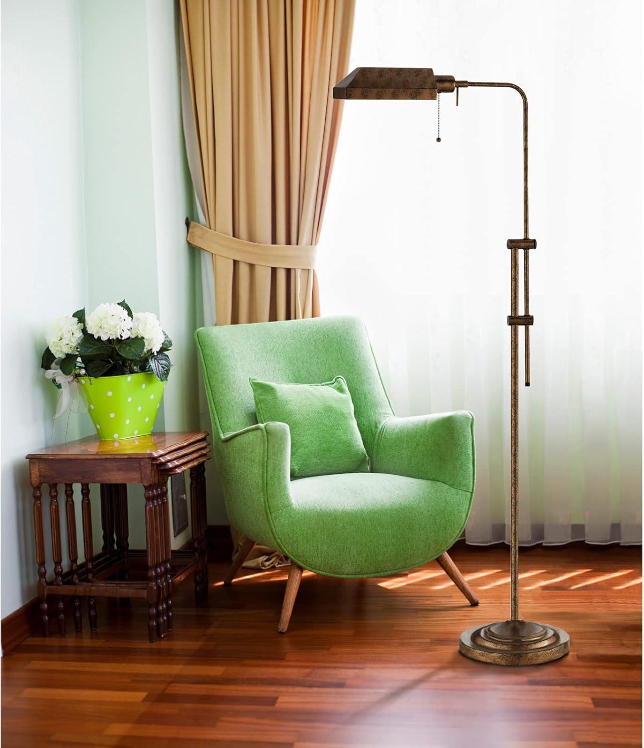 Adjustable Traditional Pharmacy Floor Lamp in Rust Finish