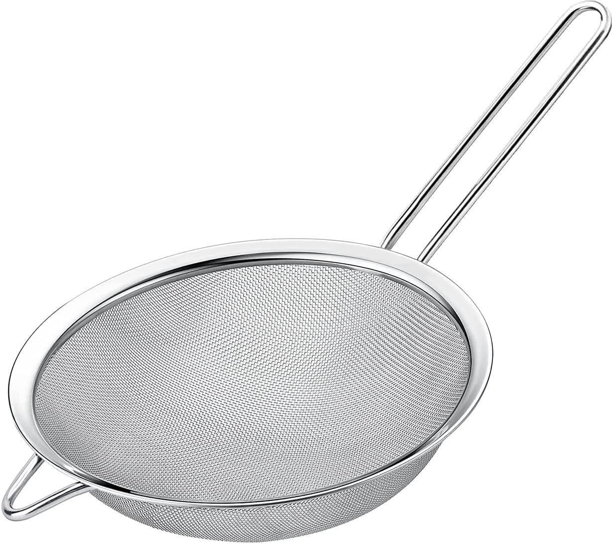 Kafoor 6.3" Fine Mesh Strainer with Stainless steel handle - Sieve Fine Mesh Stainless Steel - Ideal to Sift Flour, Icing Sugar, Fruits and Vegetables.