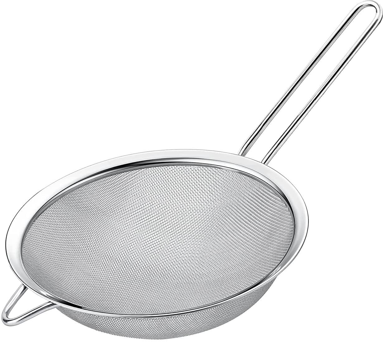 Kafoor 6.3" Fine Mesh Strainer with Stainless steel handle - Sieve Fine Mesh Stainless Steel - Ideal to Sift Flour, Icing Sugar, Fruits and Vegetables.