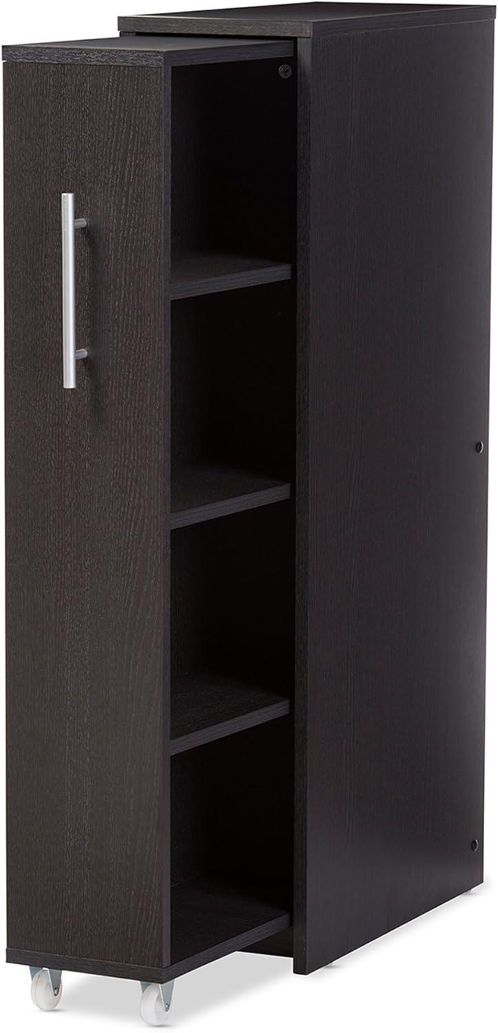 Lindo Dark Brown Engineered Wood Bookcase with Hidden Shelving