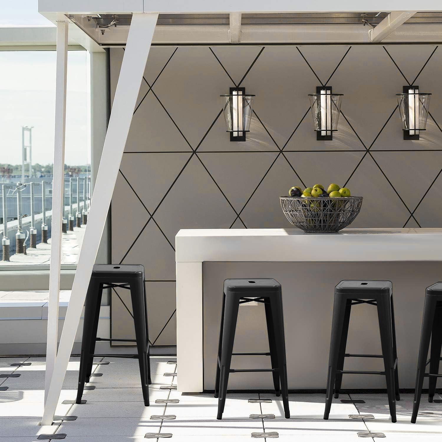 Williston Forge Kohki 24" Counter Stool Metal Bar Stools Counter Height Barstools Backless Indoor/Outdoor Bar Stools Kitchen Counter Stools Chairs(Set of 4)