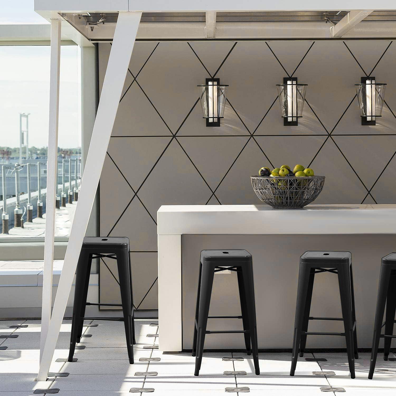 Williston Forge Kohki 24" Counter Stool Metal Bar Stools Counter Height Barstools Backless Indoor/Outdoor Bar Stools Kitchen Counter Stools Chairs(Set of 4)