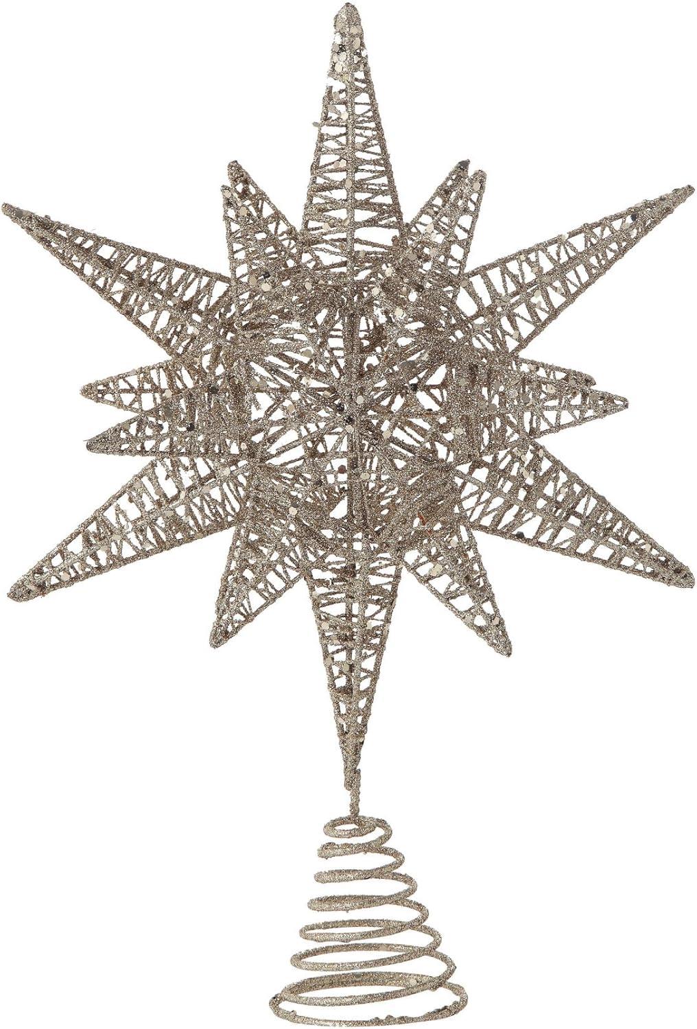 Gold Glitter Metal Star Christmas Tree Topper