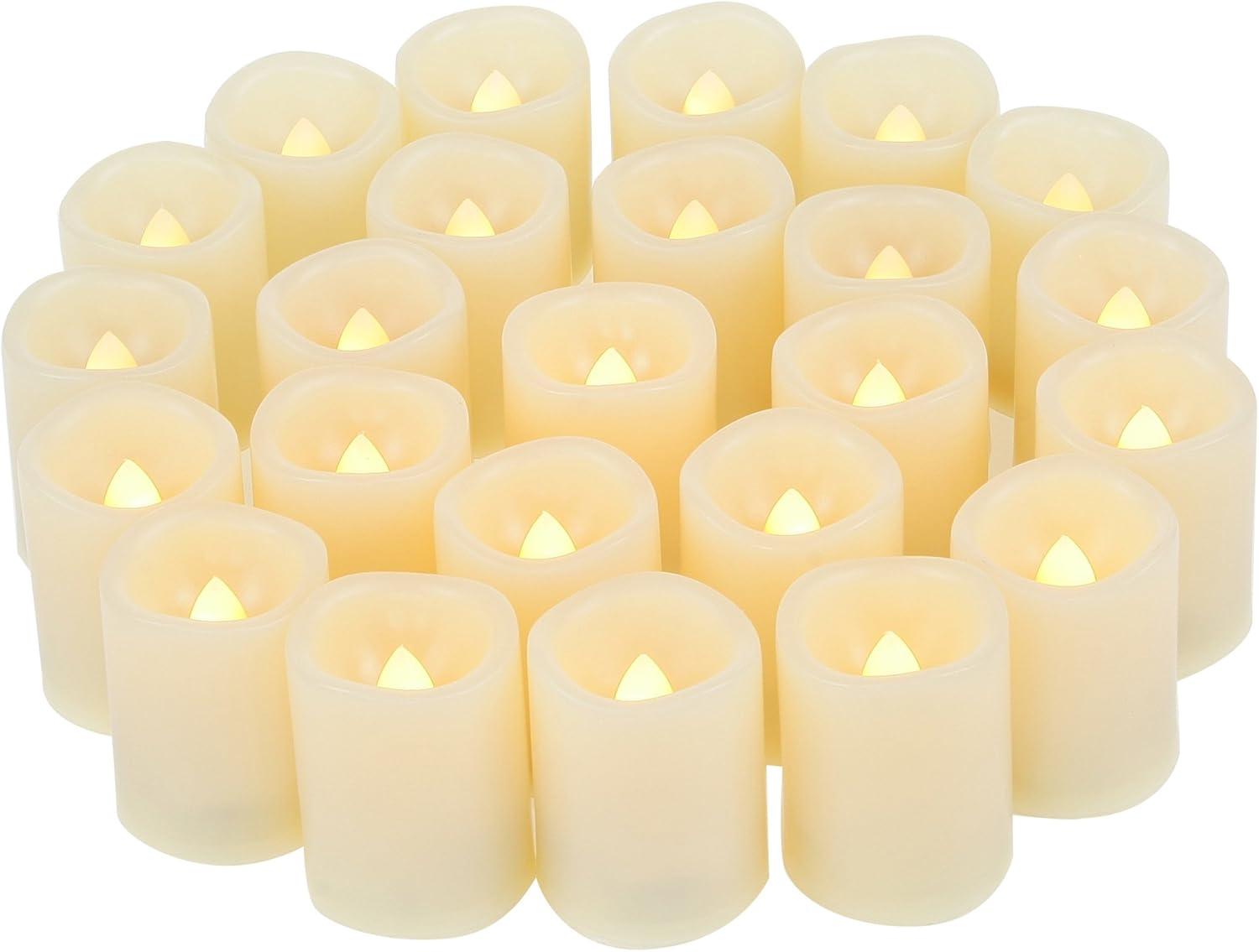 Ivory Flameless LED Votive Candles 24-Pack with Batteries