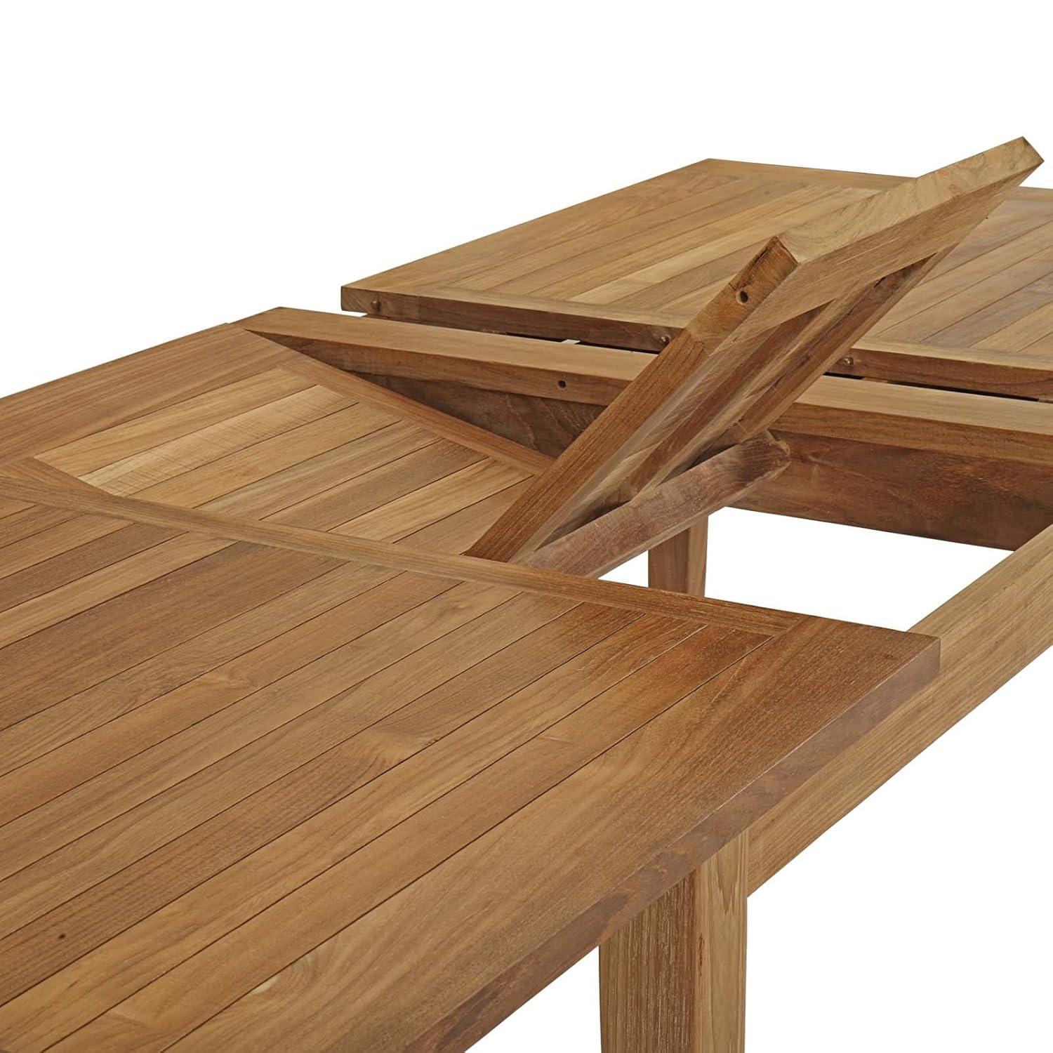Marina Natural Teak Wood Extendable Outdoor Dining Table