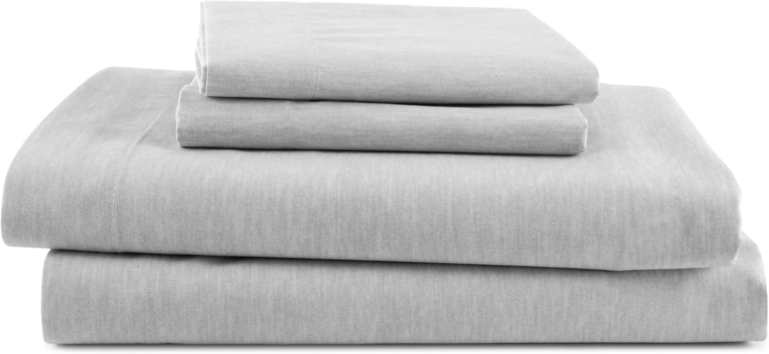 Heathered Gray Twin XL Cotton Polyester Sheet Set