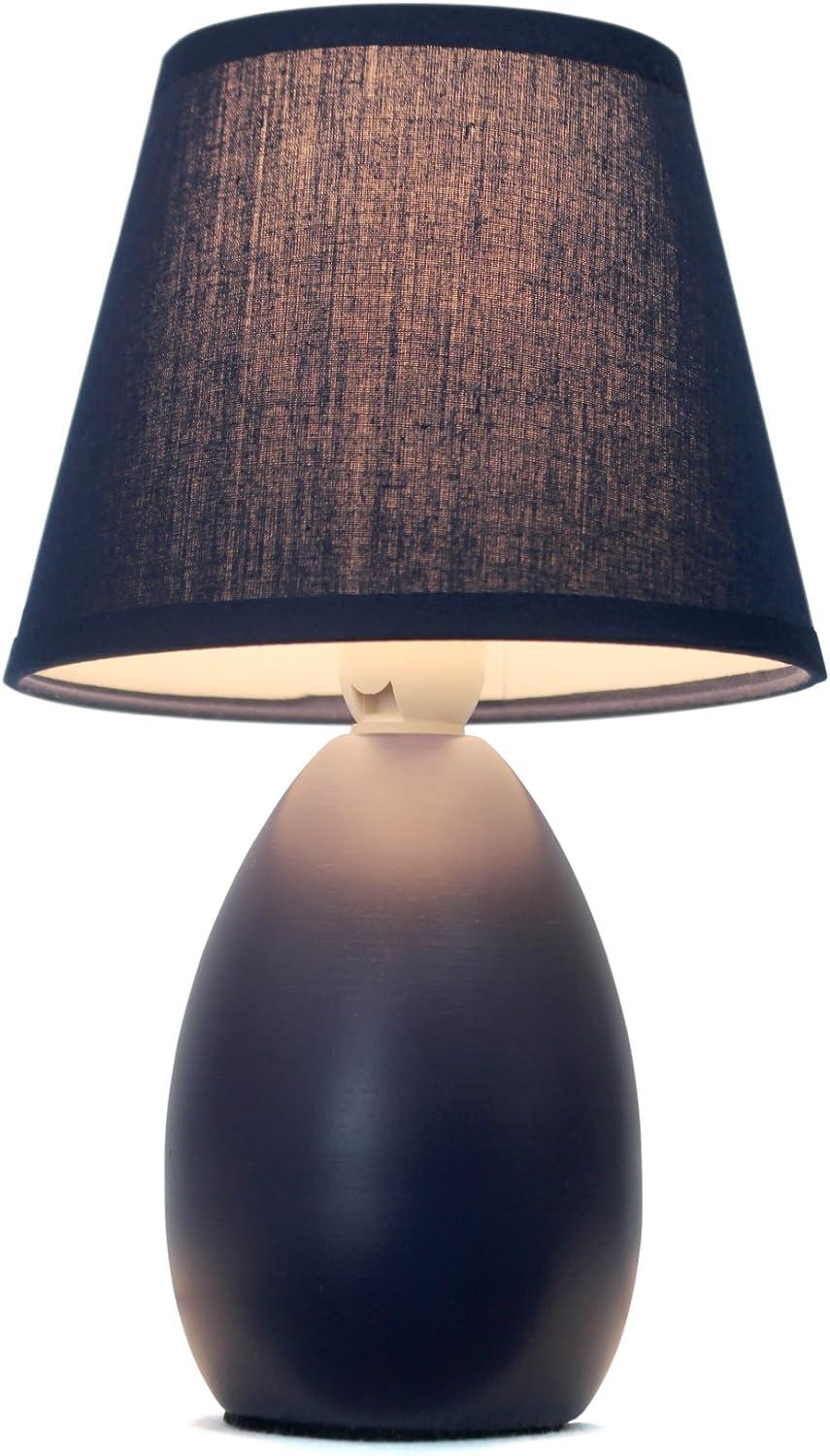 Blue Mini Egg Oval Ceramic Table Lamp with Fabric Shade