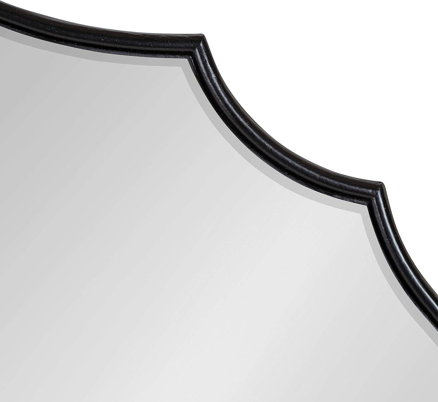 Kate and Laurel Leanna Modern Scalloped Wall Mirror, 18 x 24, Black, Glam Oval Mirror for Wall