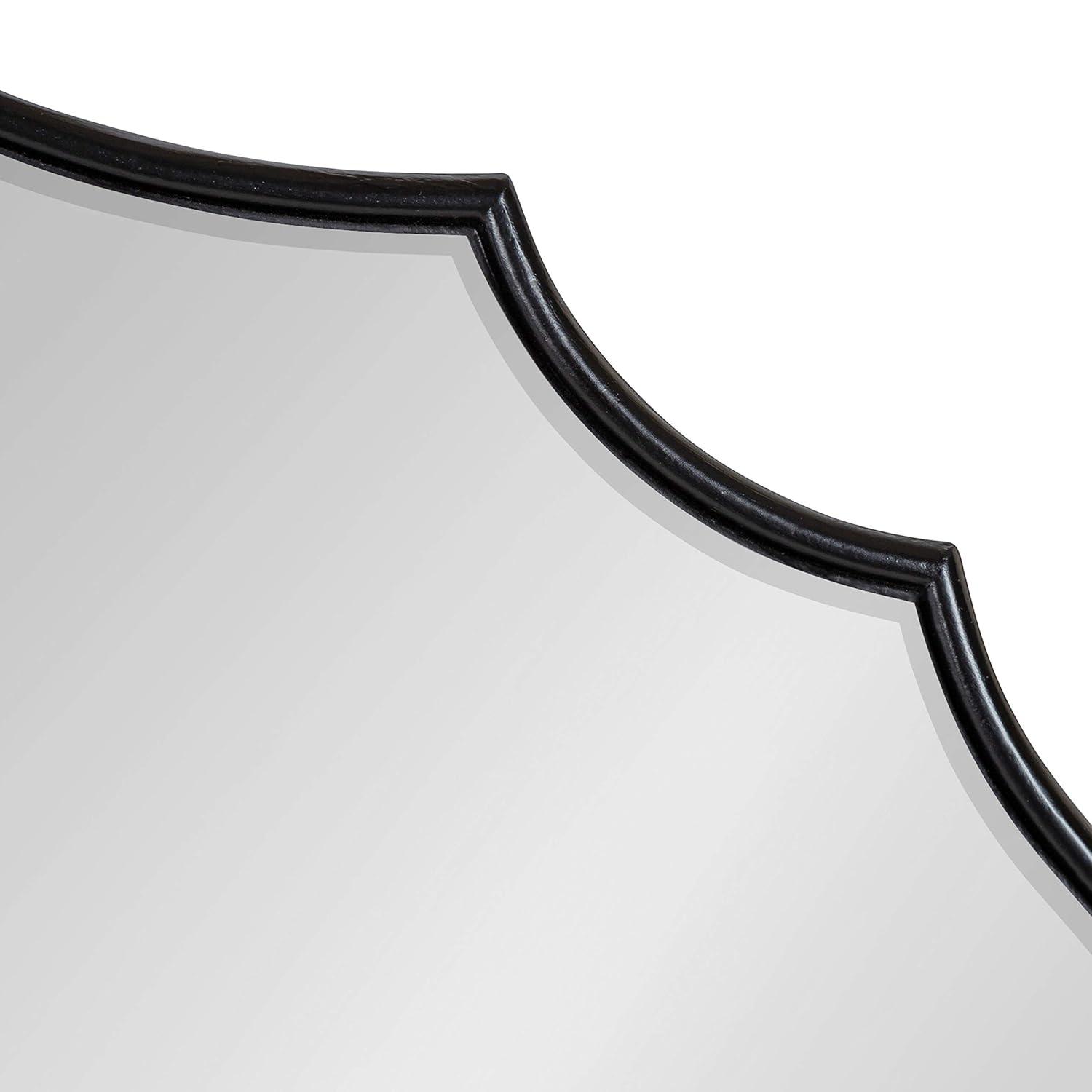 Kate and Laurel Leanna Modern Scalloped Wall Mirror, 18 x 24, Black, Glam Oval Mirror for Wall