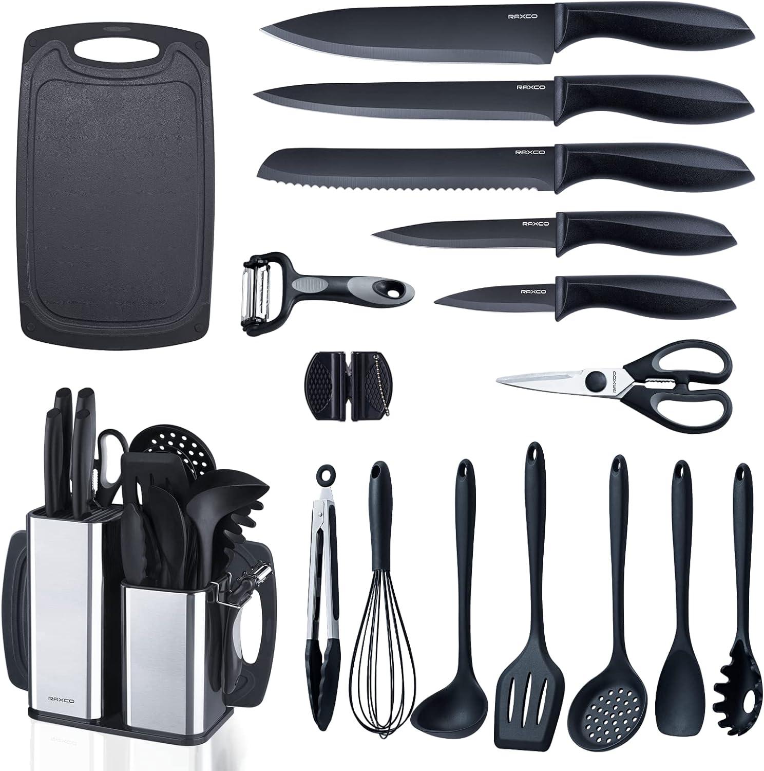 Black 18-in-1 Silicone and Stainless Steel Kitchen Utensil Set