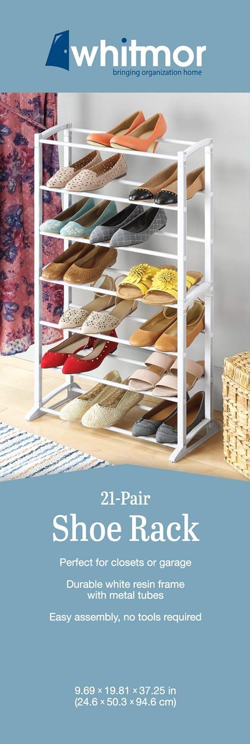 Whitmor Shoe Rack - 21-Pair - White