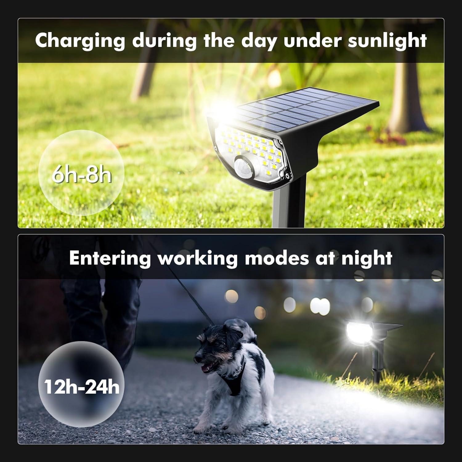 Black Solar Motion Sensor Outdoor Spot Lights with 30 LEDs, 2 Pack