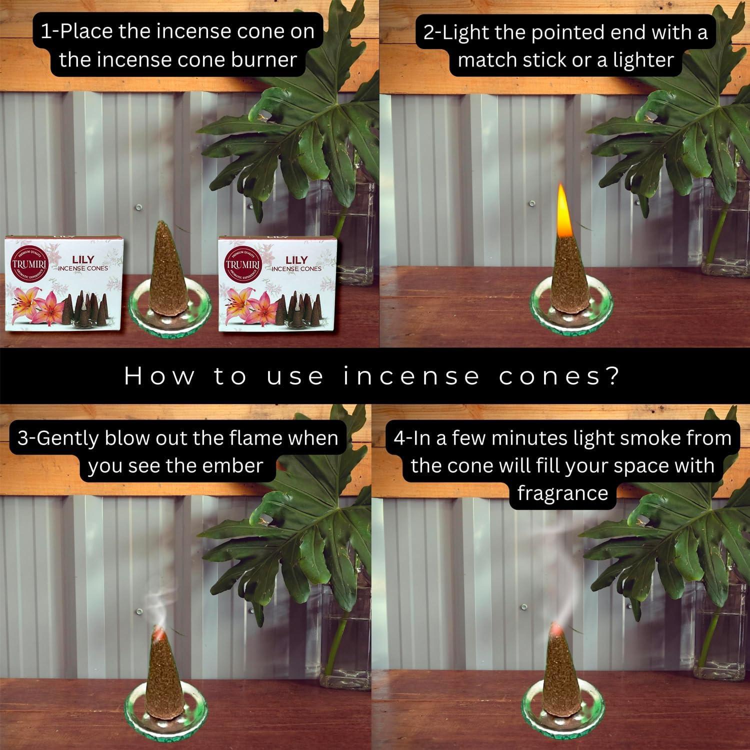 Lily Incense Cones - Total 20 Cone Incense - Dual Pack of 10 Insence Cones - Incense Cones Scented - Cone Incense Scents - Insense Cones - Incent Cone