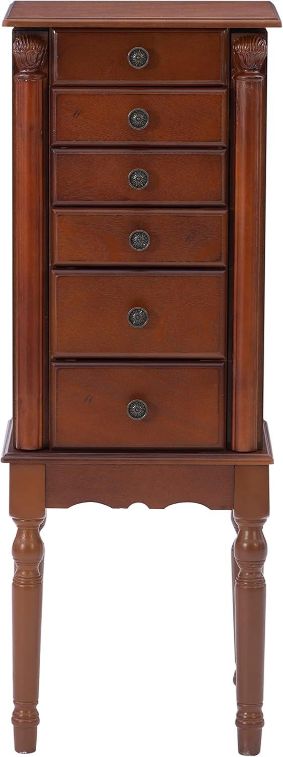 Lightly Distressed Deep Cherry Jewelry Armoire