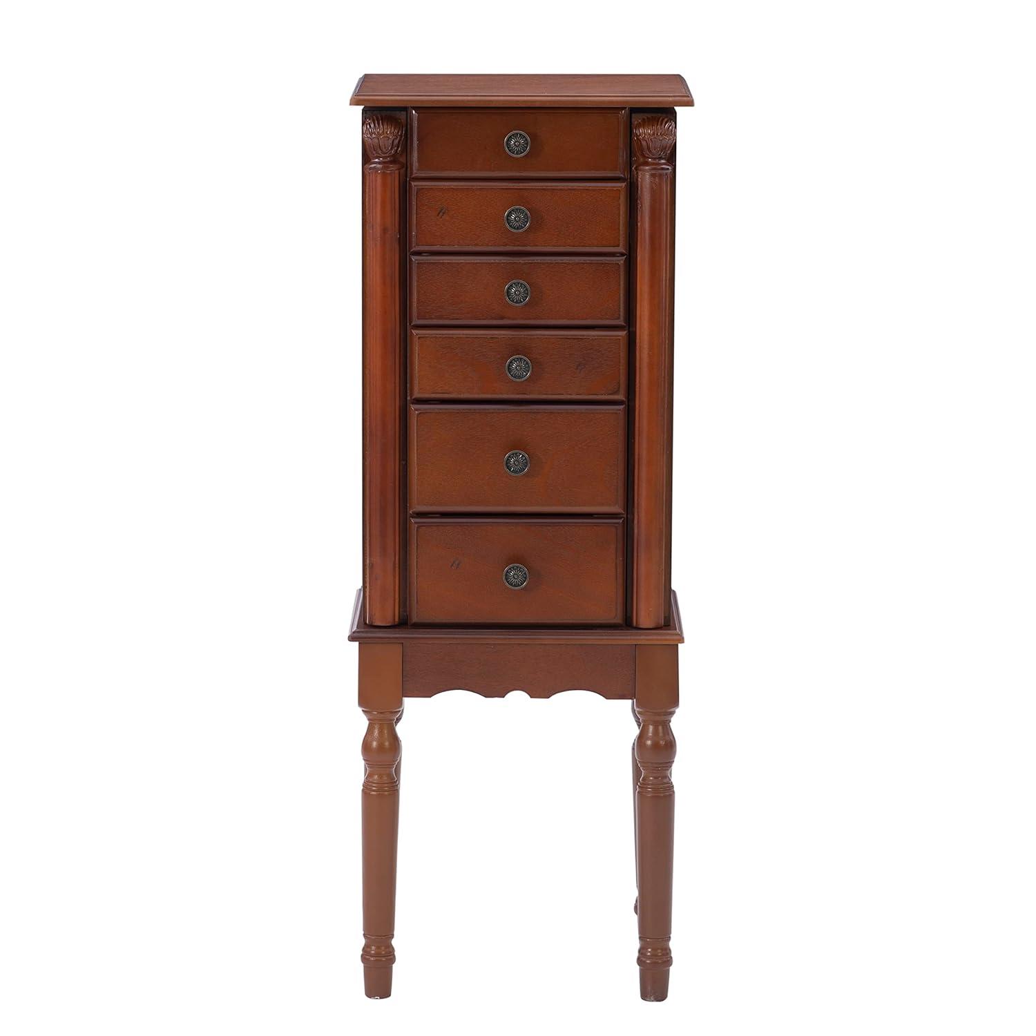 Lightly Distressed Deep Cherry Jewelry Armoire