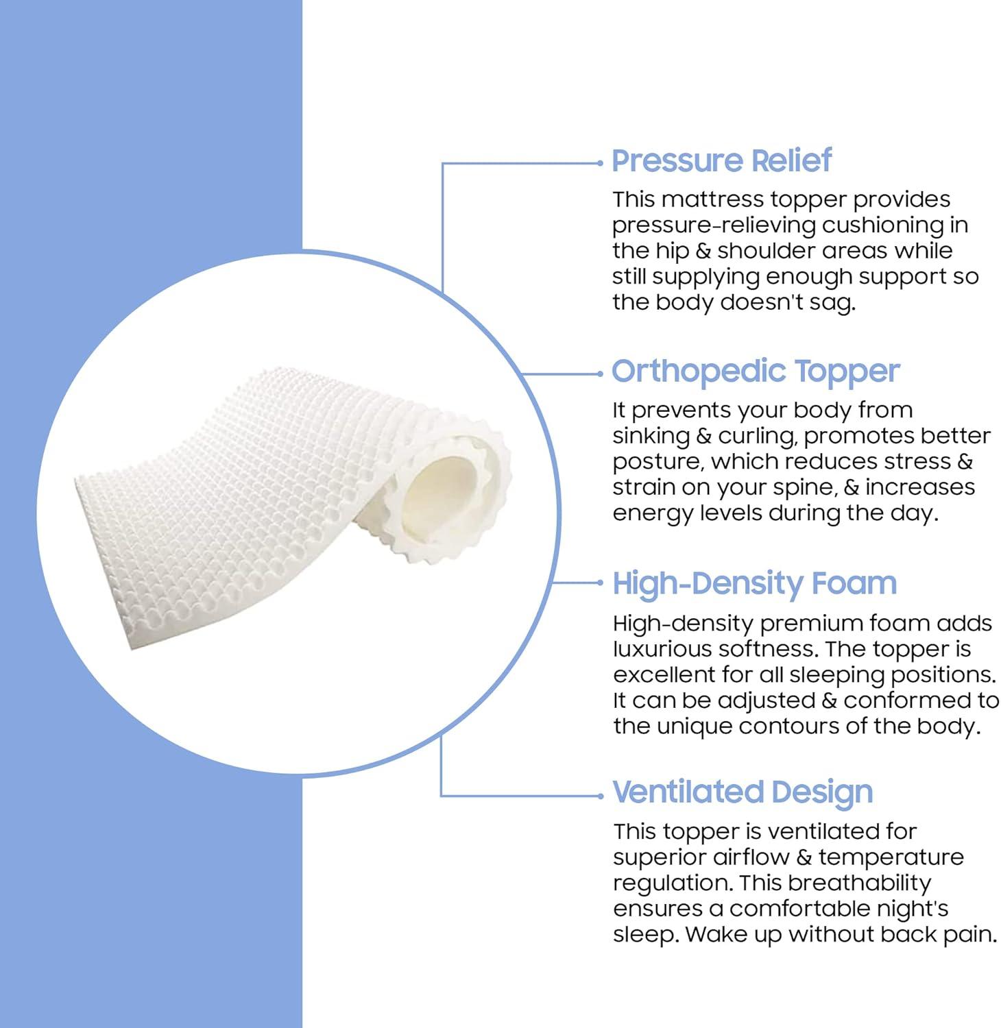 Twin White Gel Eggcrate Foam Mattress Topper