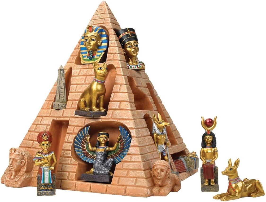 Royal Blue and Gold Resin Egyptian Pyramid Sculpture