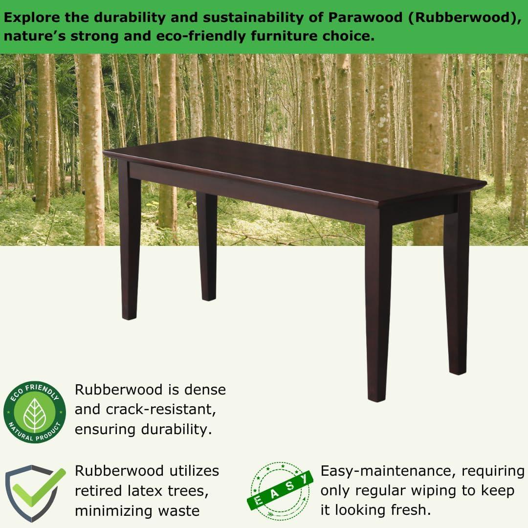 Brookshire Bench - Rich Mocha - International Concepts: Hardwood Frame, 400lb Capacity, Spot Clean