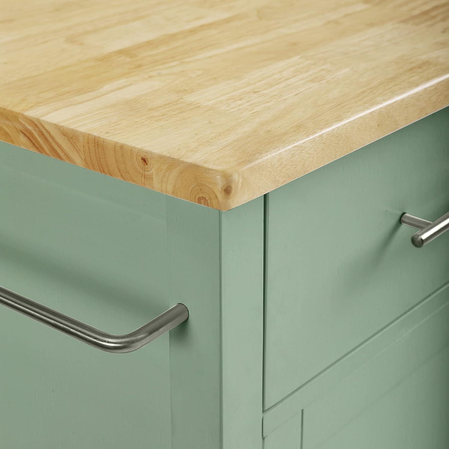 Savannah Wood Top Drop Leaf Kitchen Island/Cart Mint - Crosley: Adjustable Shelves, Spice Rack, Caster Wheels