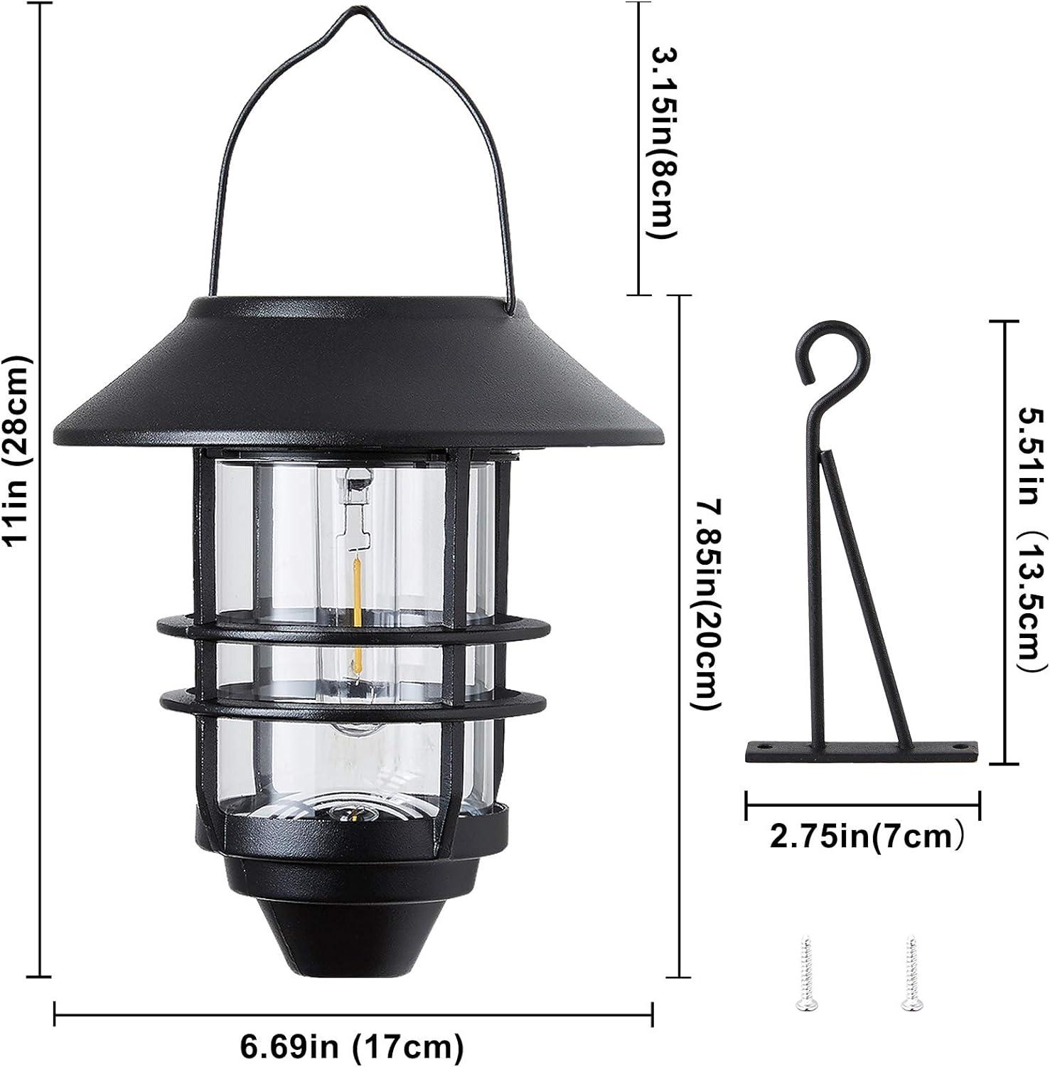 Black Stainless Steel Solar Lantern Wall Lights, 2-Pack