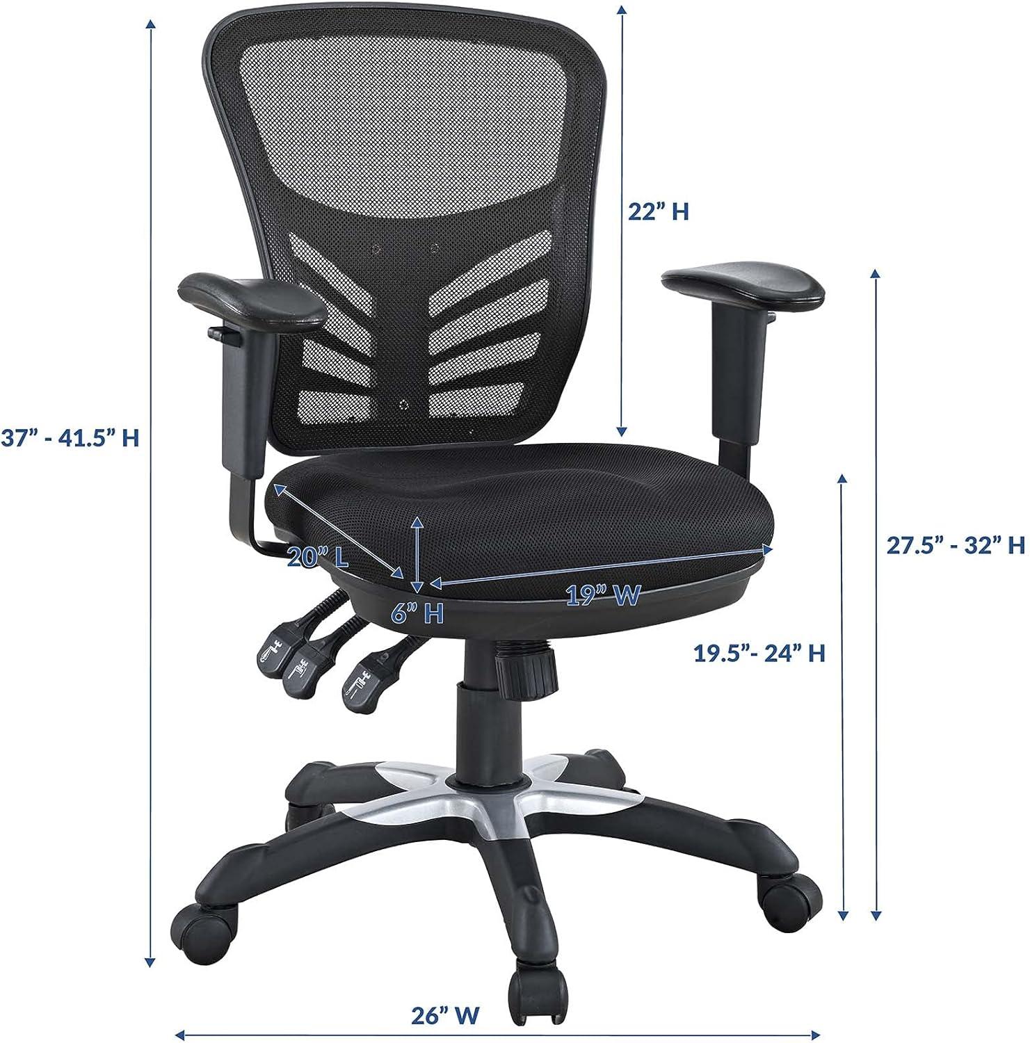 Black Mesh and Fabric Swivel Office Chair with Adjustable Arms