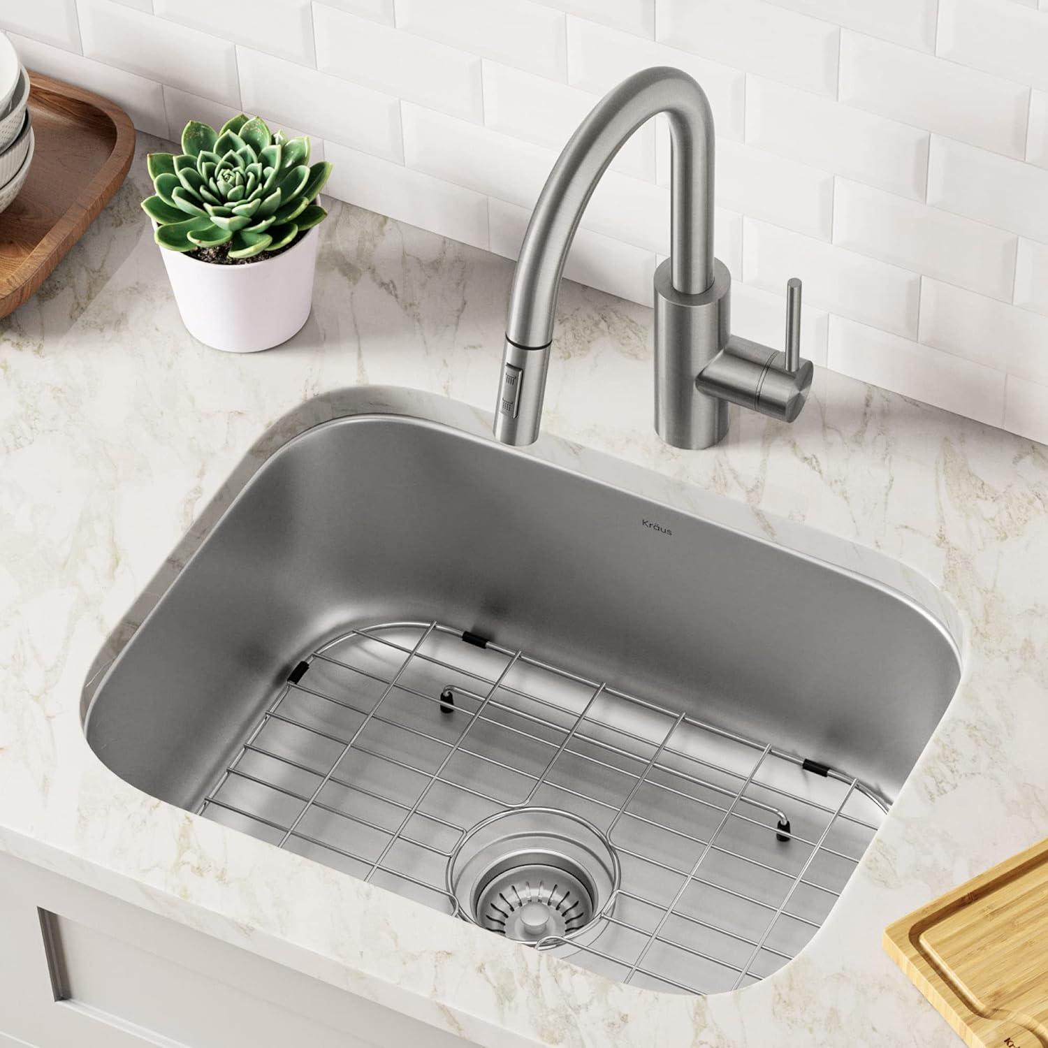 Kraus 23-Inch Satin Stainless Steel Undermount Single Bowl Kitchen Sink