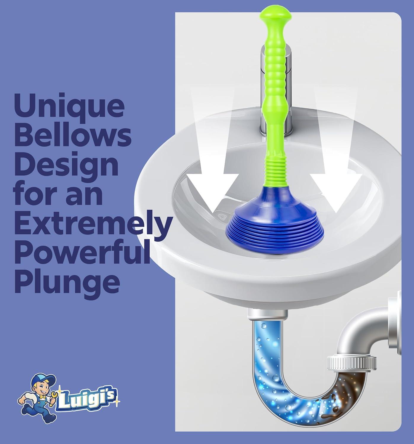 Luigi's Sink Drain Plunger - Ideal for Bathrooms, Kitchens, Sinks, Showers