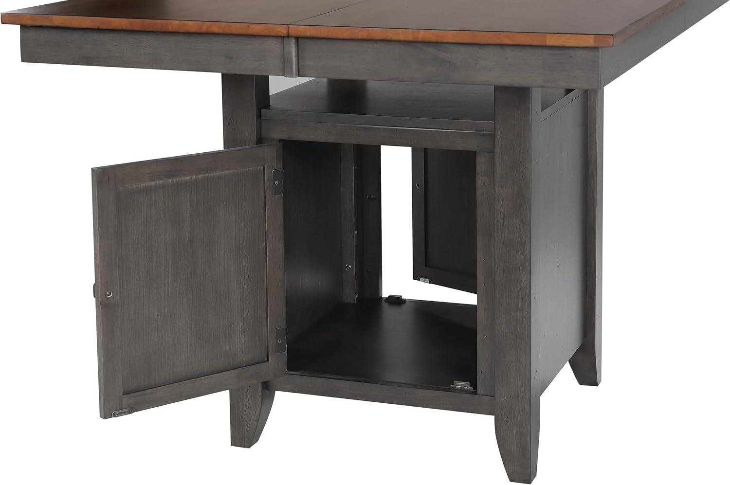 Dakota 5PC Extendable 42-54-in Pub Dining Storage Table Set in Brown & Gray Wood