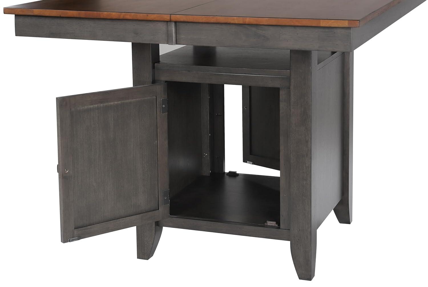 Dakota 5PC Extendable 42-54-in Pub Dining Storage Table Set in Brown & Gray Wood