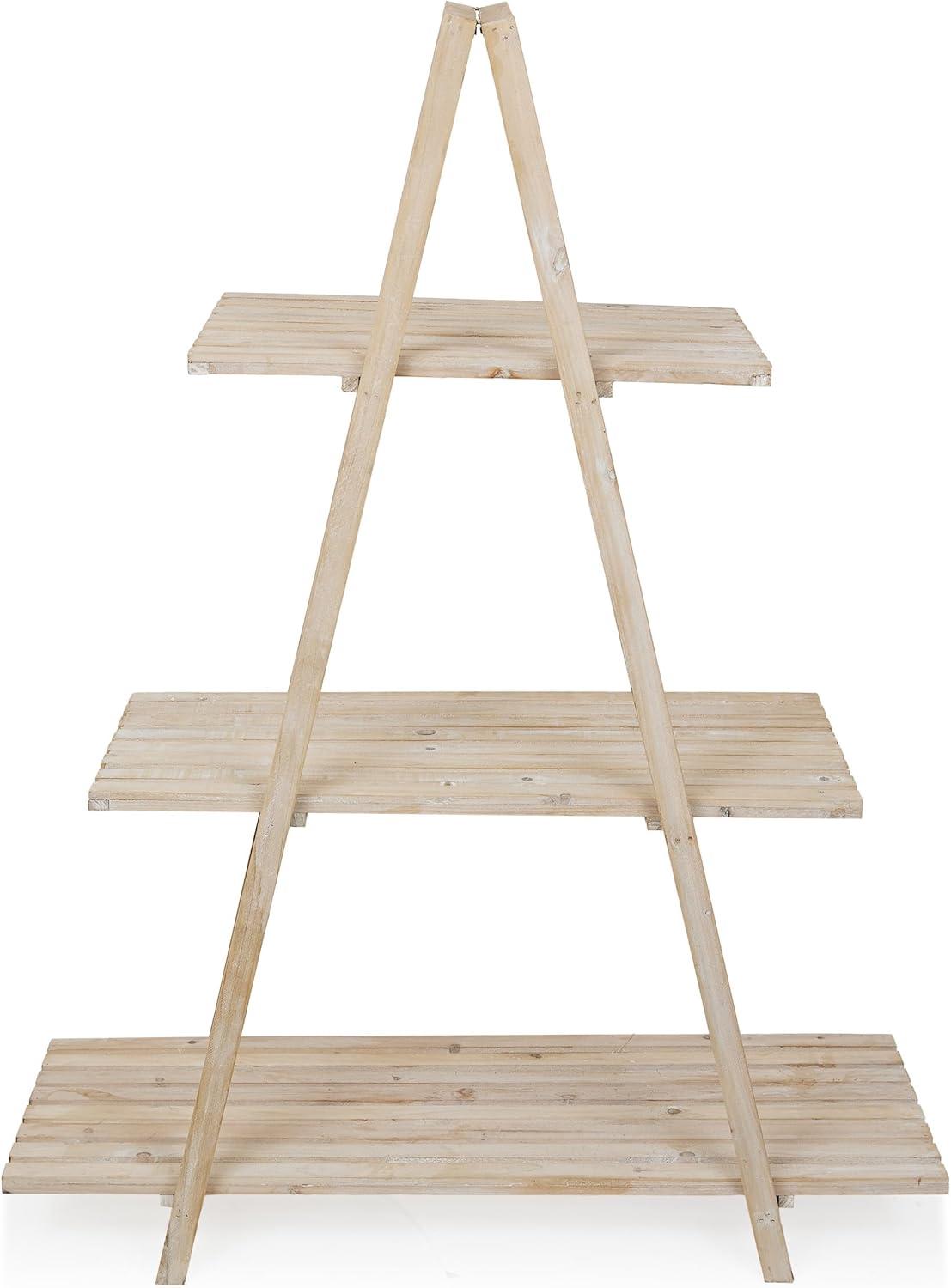 Natural Fir Wood 3-Tier Triangular Storage Rack