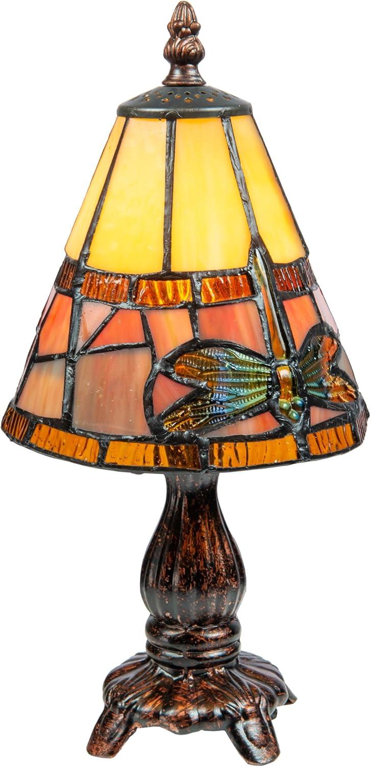 Cavan 13" Blue and Amber Stained Glass Accent Lamp