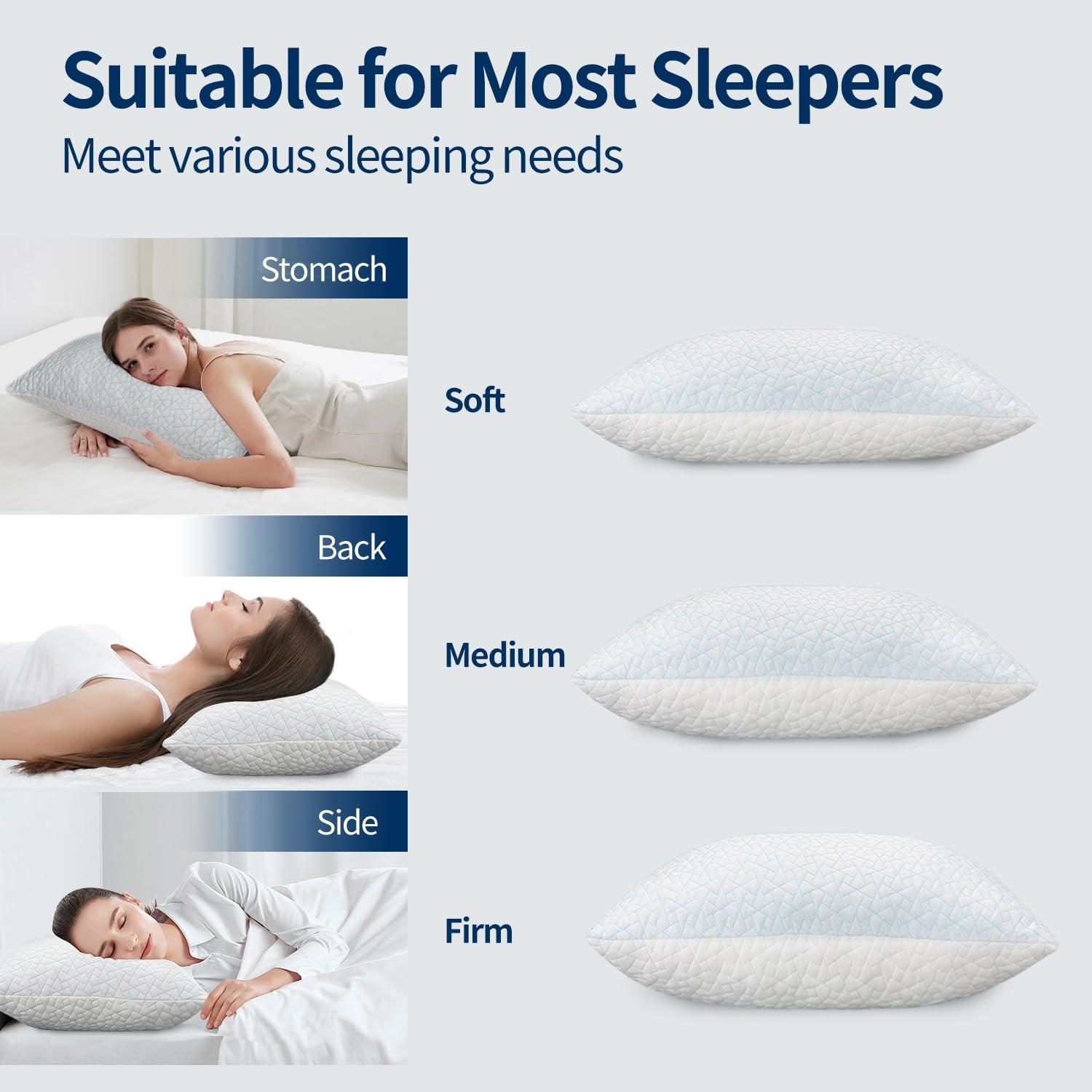 Arsny Cooling Queen Shredded Memory Foam Bed Pillows - Gel-Infused (2 Count)