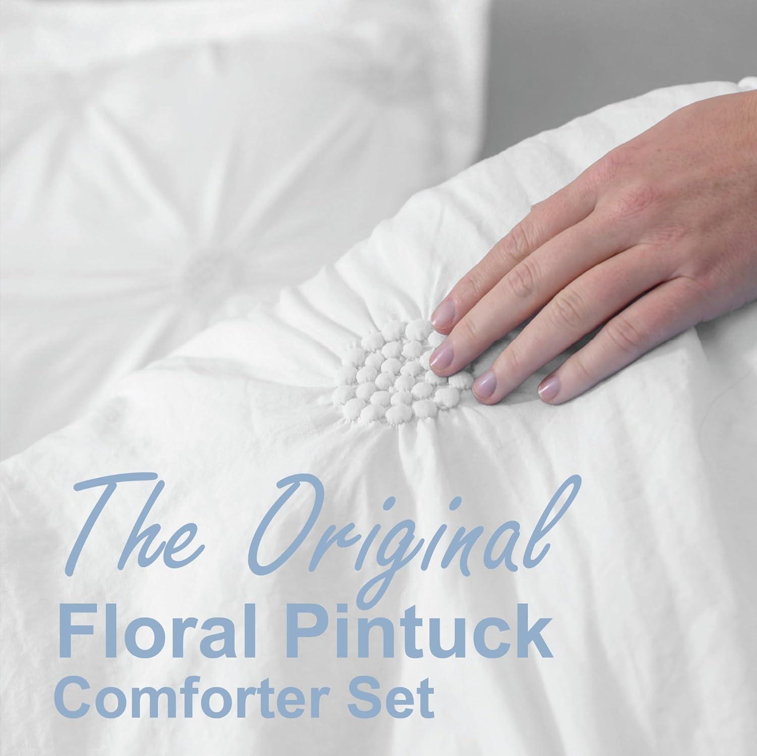 Supreme Microfiber Floral Pintuck Microfiber 3-Piece Comforter Set