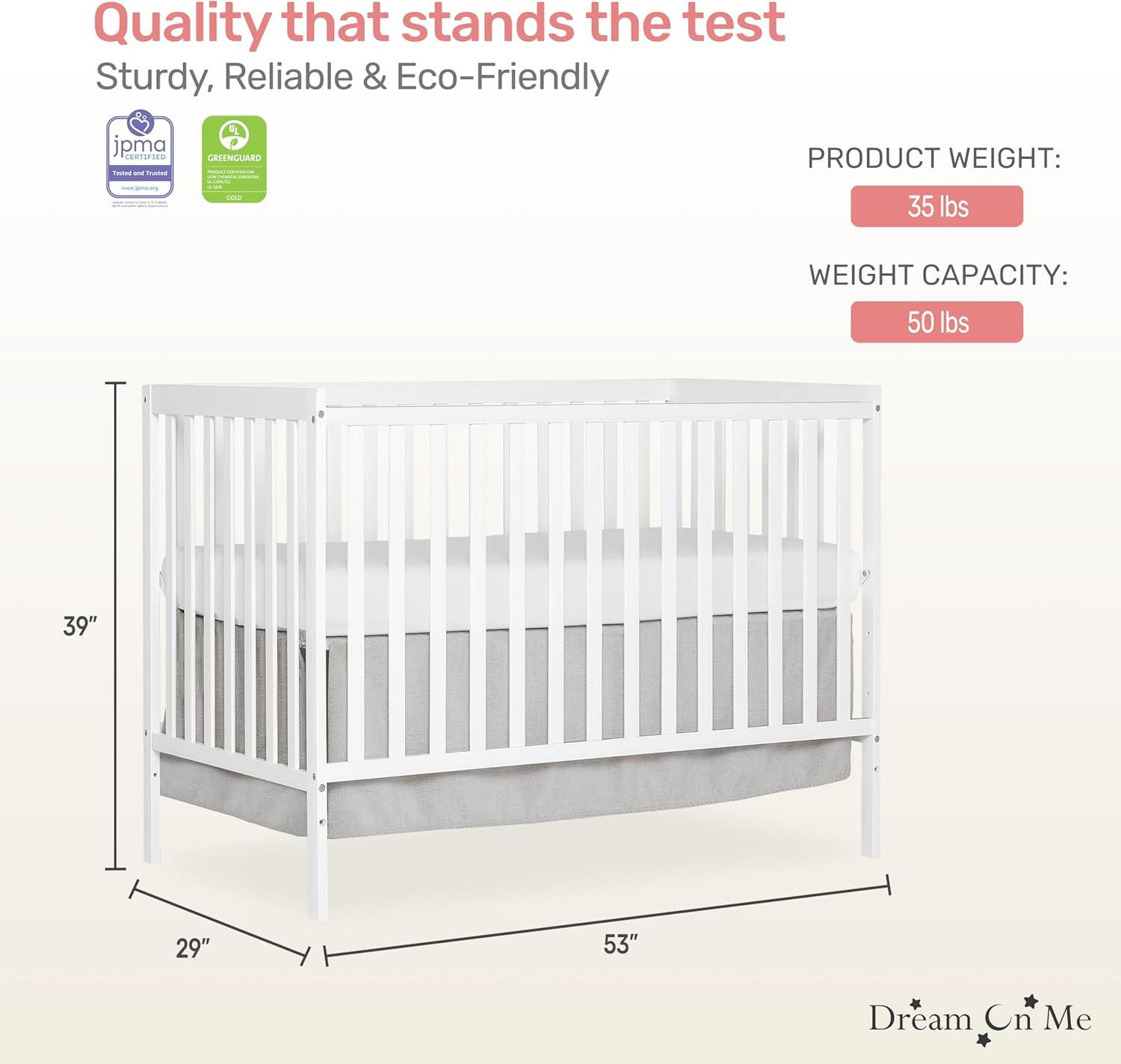 Dream On Me Synergy MOD Convertible Crib in White, Greenguard Gold Certified