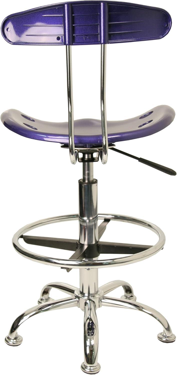 Swivel Adjustable Saddle-Style Stool in Deep Blue and Chrome